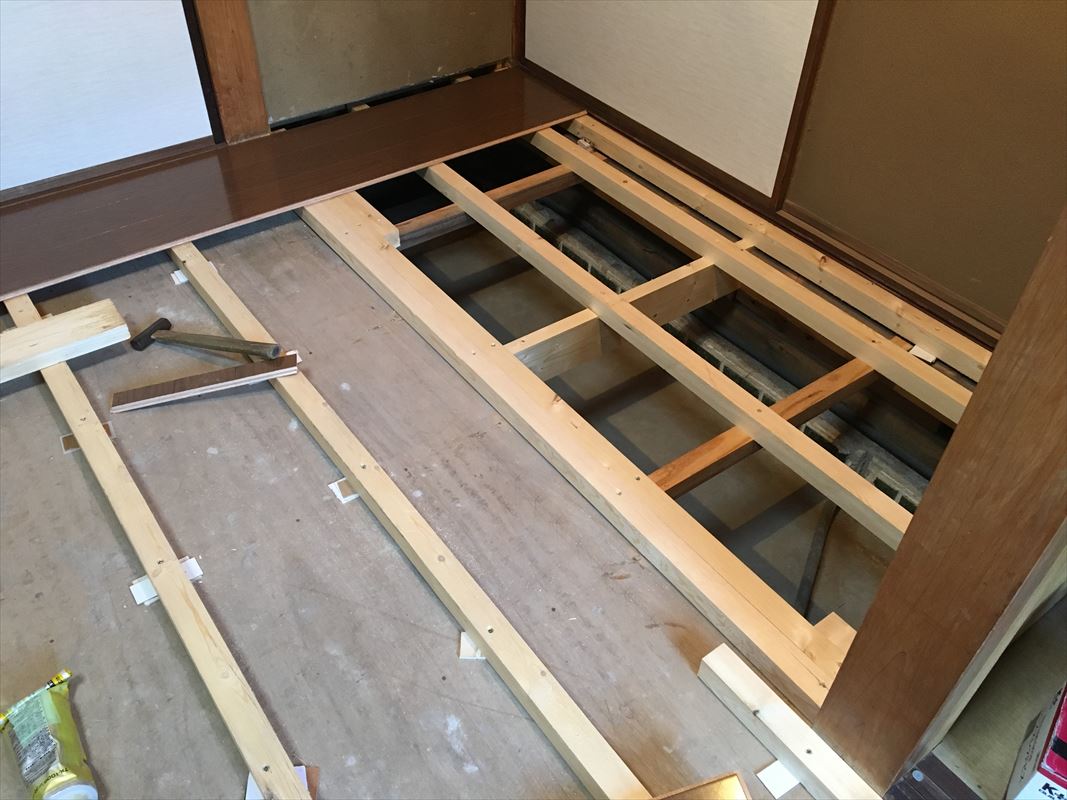 土岐　和室のリフォーム　床の貼り替え　大工工事