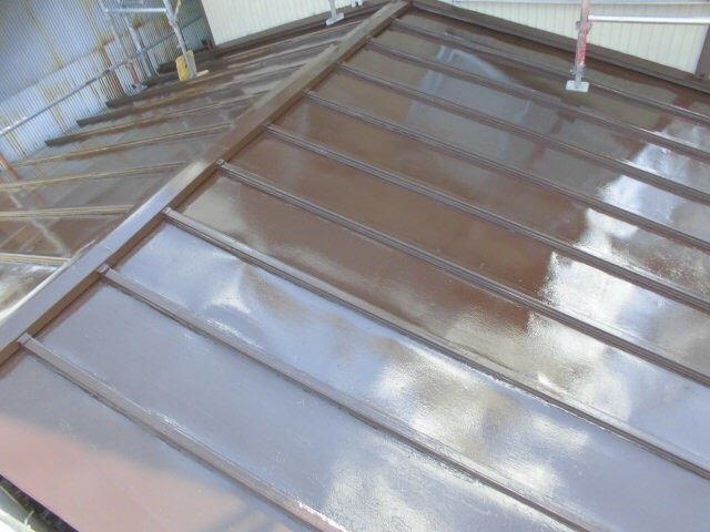 恵那市　屋根塗装　中塗り塗装完了