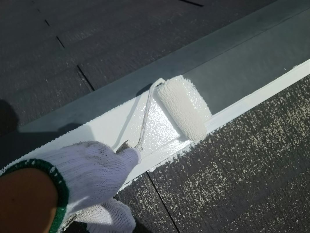 多治見　屋根塗装　板金部の錆止め　鉄部の塗装